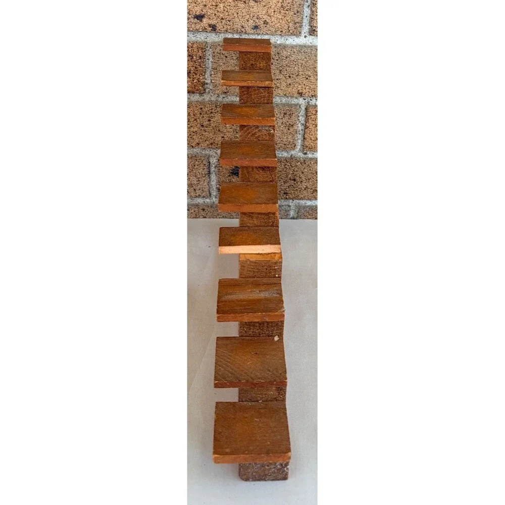 Vtg Wood Staircase Trinket Shelf  Heart Cutouts 80s 90s Country Decor